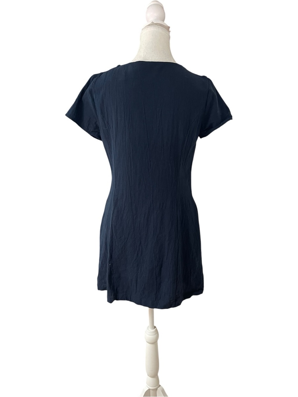Lulus Everyday Sweetness Button Front Mini Dress With Pockets Navy Blue - Picture 7 of 16